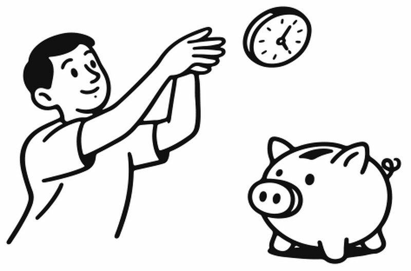 man putting coin into a piggy bank